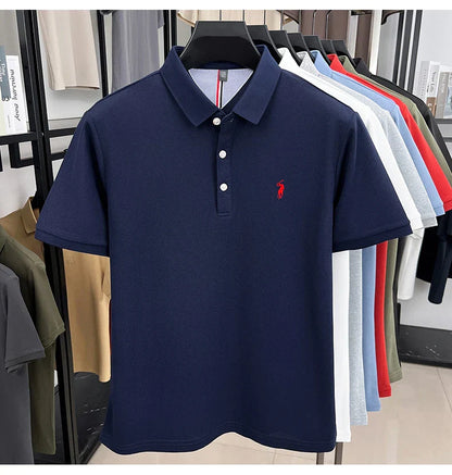High end designer brand short sleeve polo shirt men's summer breathable trend golf pony embroidery business casual Paul T-shirt
