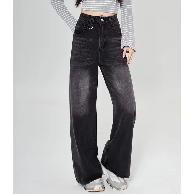 Summer Men Baggy Jeans Unisex Vintage American Style Straight Wide Leg Denim Pants Fashion Brand Hot Sale Casual Trousers