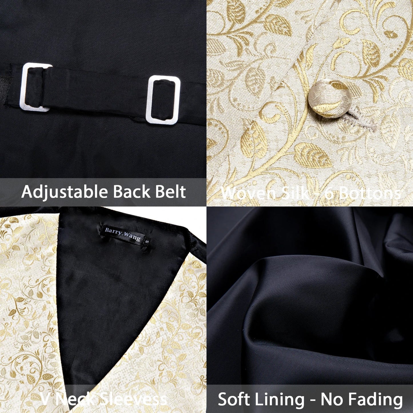100 Colors Men Vest Tie Hanky Cufflinks Set Waistcoat Paisley Floral Jacquard Sleeveless Jacket Wedding Business