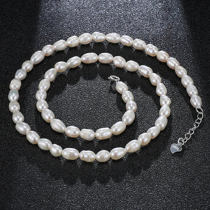Small Size 4.5-5.5mm Natural Freshwater White Pearl Necklace Rice Shape Fashion S925 Silver Jewelry for Women Girls