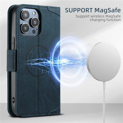 Magsafe Business Leather Wallet Phone Case For iPhone 12 13 14 15 Pro Max Plus 16 17 Pro Max With Flip Card Holder Cover