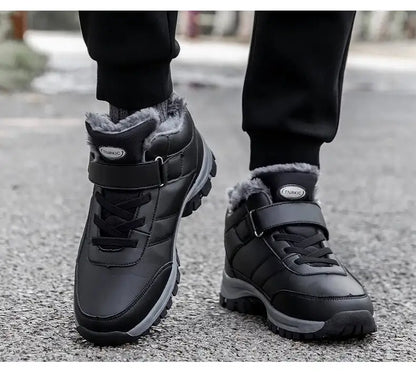 Winter Men Boots PU Leather Snow Boots Man Plush Warm Causal Shoe Waterproof Men Boots High Quality Male Sneakers Ankle Boots