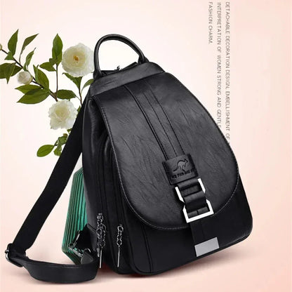 Multifunctional Women Leather Backpacks Casual Backpack For Teenager Girls School Chest Bag Travel Bagpack Ladies Sac Back Pack