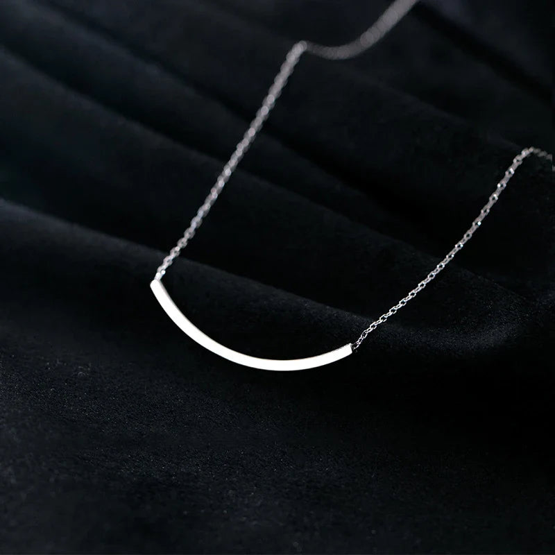 Silver Simple Geometric Female Necklaces 100% 925 Sterling Silver Classic Fashion Chain Necklaces For Women Girl Jewelry