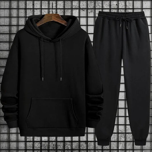 2025 New in Men's Sportswear Solid Color Hoodie + Sweatpants Urban Casual Fashion Tracksuit Fall/winter Comfort Warm Soft Outfit