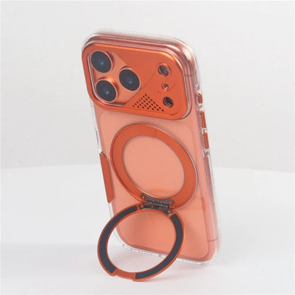 Mecha-style 360° Rotating Magnetic Bracket Case For iPhone 17Pro 17 17 Pro Max For Magsafe Clear Shockproof Stand Holder Cover