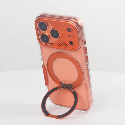 Mecha-style 360° Rotating Magnetic Bracket Case For iPhone 17Pro 17 17 Pro Max For Magsafe Clear Shockproof Stand Holder Cover