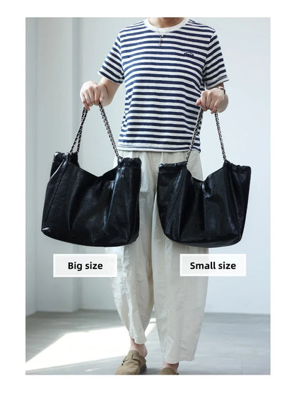 Women Genuine Leather Luxury Chain Single Shoulder Bags Large Capacity Soft Handbag Suitable For Working And Travling