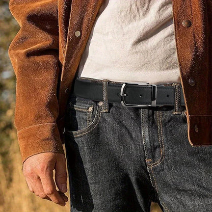 1pc Men's Business Genuine Leather Cowhide Belt, Rotating Pin Buckle Casual Belt For Men, Double-sided Wear Belt