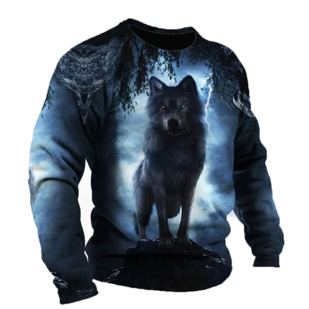 Retro Men's Long Sleeve T-shirt Animal Print Shirt Animal Pattern Clothing Street Apparel Sleeve Top Men's Plus Size XS-5XL