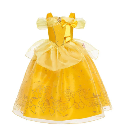 Kids Cosplay Disney Beauty and The Beast Belle Princess Dress Girls Party Costume Children Fancy Birthday Party Flower Disguise