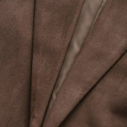 Women's Chic Faux Suede Leather Blazer Coat Long Sleeve with Welt Pockets Fashion Outerwear