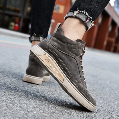 New Arrival Genuine Leather Men Ankle Boots  Design Warm Plush Fur Winter Sneakers Snow Casual Leather Shoes Outdoor Basic Boots