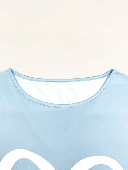 Plus  Size Women's Heart-Striped Print T-Shirt - Casual Short Sleeve V-neck Tops Suitable for Spring and Summer