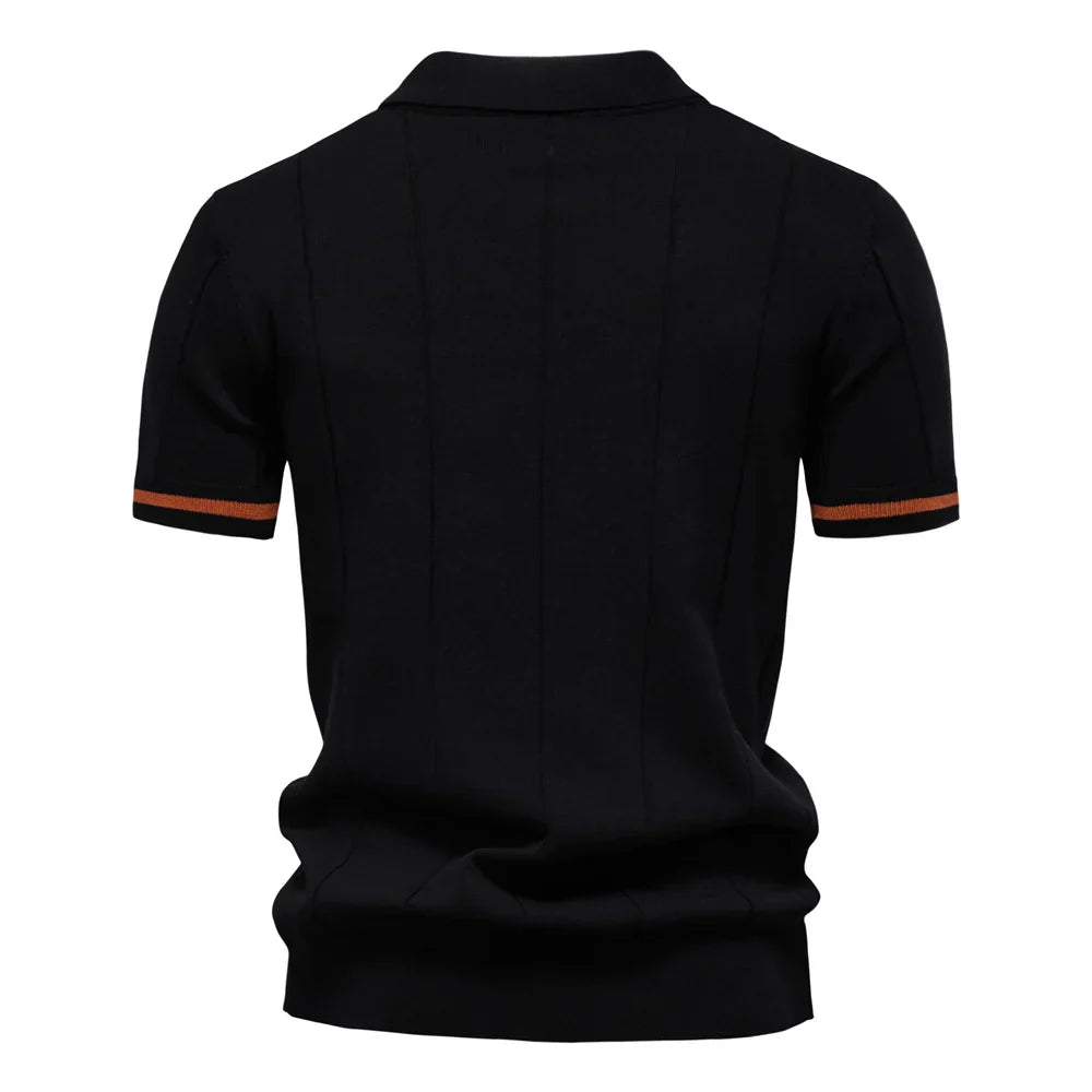 Men's Solid Color Sport Zipper Polo Shirt Athletic Social Polo Shirts for Men Office Slim Fit Polo