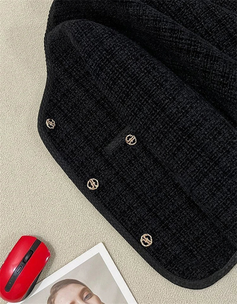 Spring Autumn New Single Breasted Pockets Round Neck Short Women Suit Jackets Long Sleeve Black WineRed Ladie Blazer Tops Trend