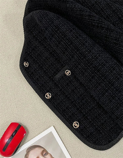 Spring Autumn New Single Breasted Pockets Round Neck Short Women Suit Jackets Long Sleeve Black WineRed Ladie Blazer Tops Trend