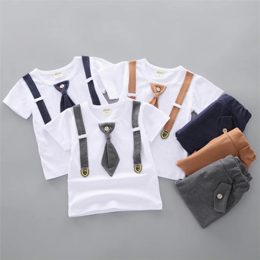 Summer Baby Boys Clothing Suits Handsome Fashion Children's Girls Short-Sleeved + Shorts Clothes 2 pcs Set