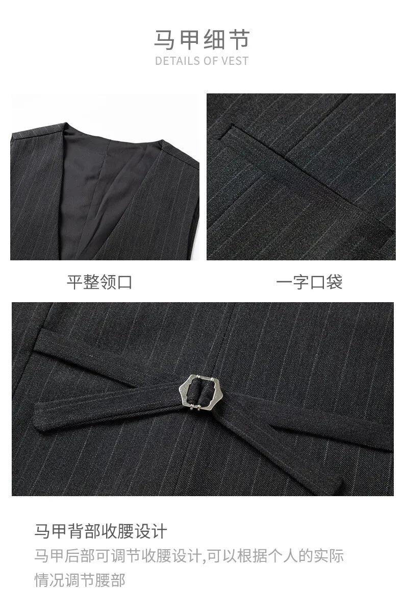 2025 Korean High Quality Double-Breasted British Style Slim Business Suit Two-Piece Set (Suit + Trousers)