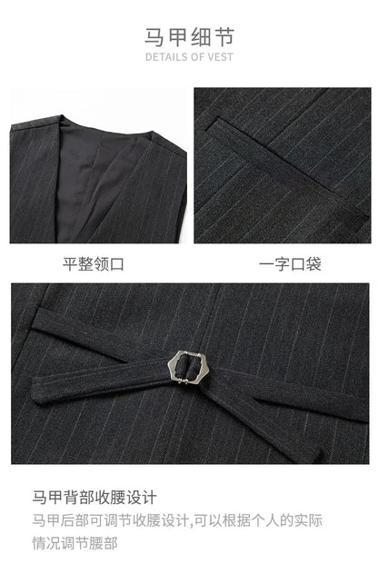2025 Korean High Quality Double-Breasted British Style Slim Business Suit Two-Piece Set (Suit + Trousers)