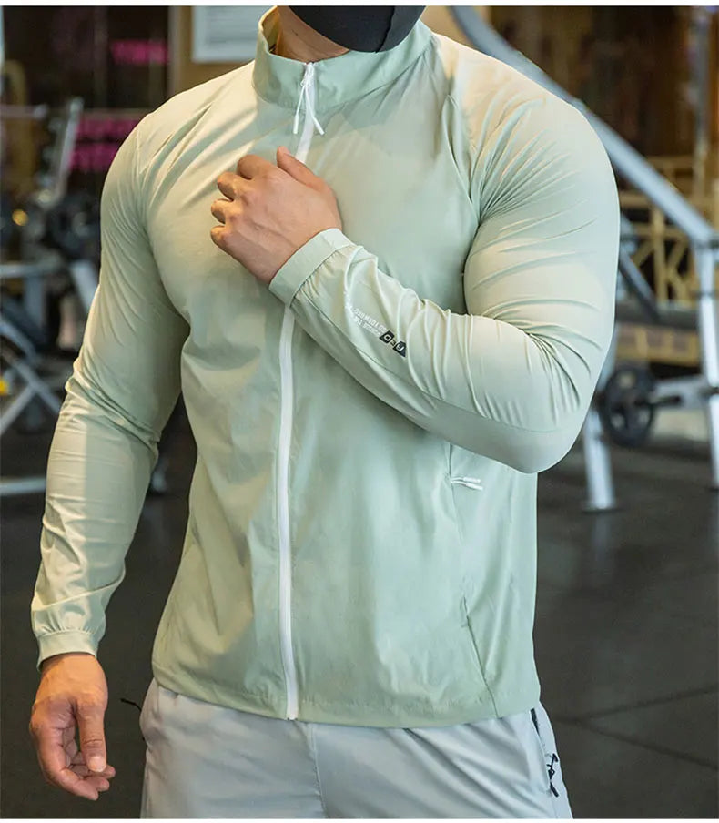 Men's Running Training Elastic Coat Outerwear Gym Tights Jacket Outdoor Cycling Sweatshirt Dry Fit Breathable Compression Tops