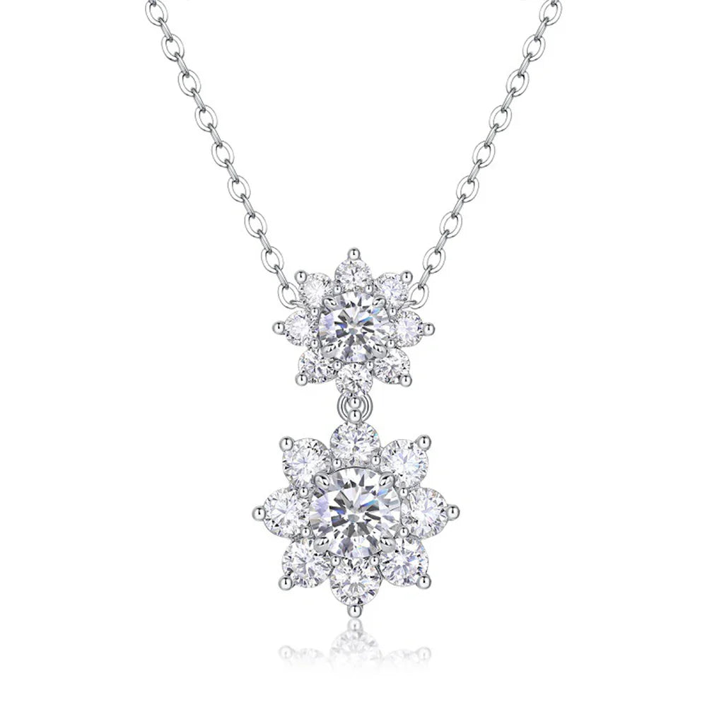1.73CT D Color Full Moissanite Pendant Necklace for Women Certified 925 Sterling Silver Sunflower Necklace Party Wedding Jewelry