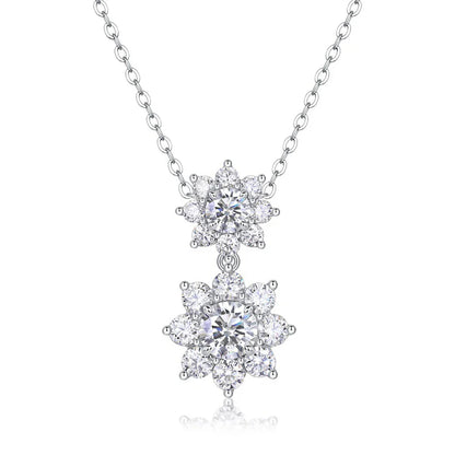 1.73CT D Color Full Moissanite Pendant Necklace for Women Certified 925 Sterling Silver Sunflower Necklace Party Wedding Jewelry