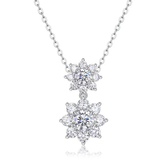 1.73CT D Color Full Moissanite Pendant Necklace for Women Certified 925 Sterling Silver Sunflower Necklace Party Wedding Jewelry
