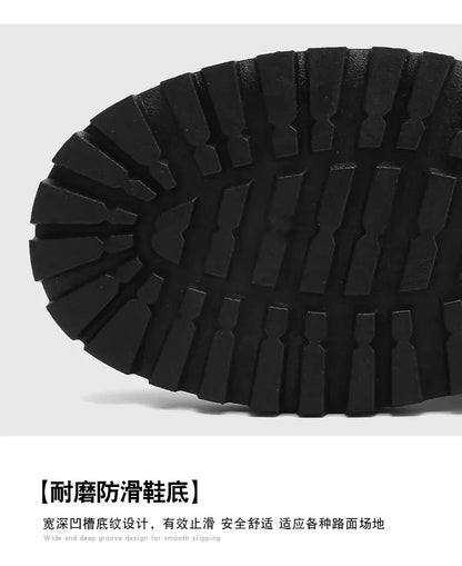 Men Shoes Autumn Anti Slip Waterproof High Top Black Lace Up Casual Leather Shoes Platform Boots Fashion Trend Motorcycle Boots