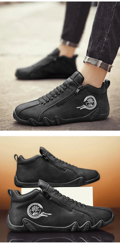 New Men's Ankle Boots Fashion Soft Sole High Top Sneakers Men Shoes Outdoor Versatile Loafers Comfortable Casual Walking Shoes