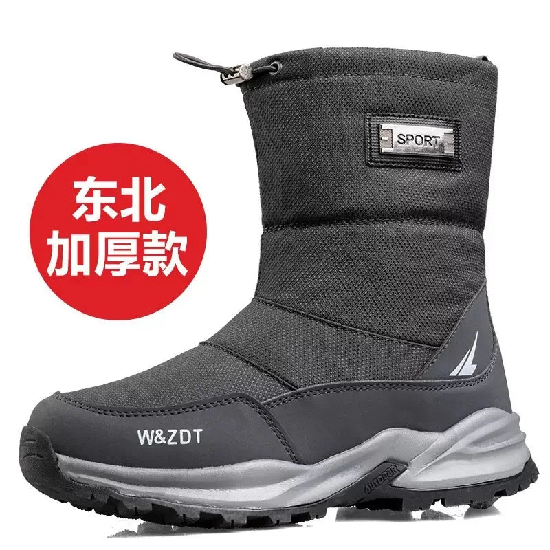Mens Snow Boots Thickened Velvet Winter Boots Rotating Buckle Design Mid-calf Boots Plush Warm Cotton Shoes for Men Botas Hombre