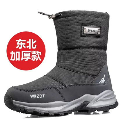 Mens Snow Boots Thickened Velvet Winter Boots Rotating Buckle Design Mid-calf Boots Plush Warm Cotton Shoes for Men Botas Hombre