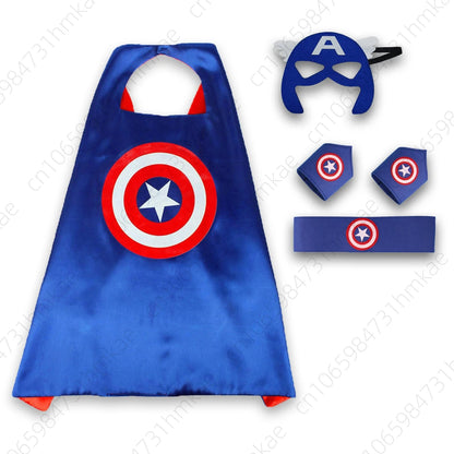 Superhero Halloween Masquerade Mask Cape Cloak Anime Spider Man Batman Cloak Action Figure Toys Cosplay Party Gift