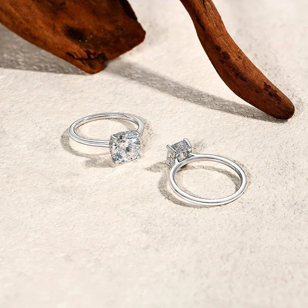 Bague ATTAGEMS Moissanite Taille Coussin 1,5ct 2,5ct DVVS1 Argent 925 Plaqué Or 18K pour Femme Alliance de Mariage Bijoux Fins
