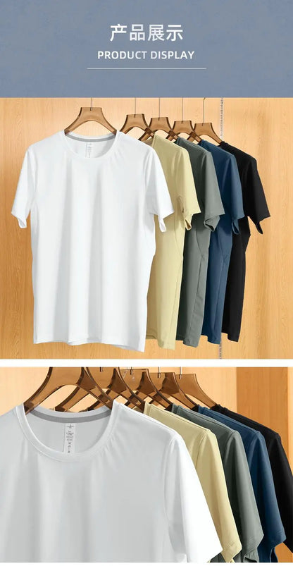 2026 Men Short Sleeves Running T-Shirts Quick Dry Sport T-Shirts Fitness Gym Running Shirts Breathable Round Collar Sportswear