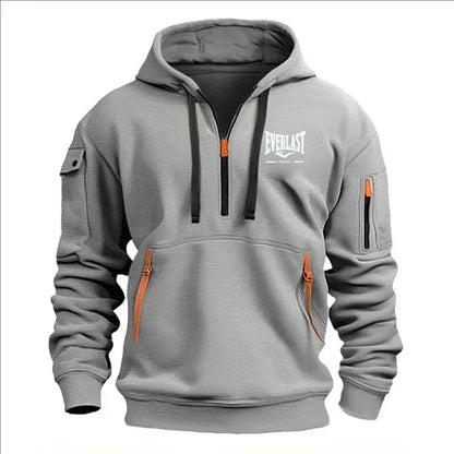 Modo herfst en inverno herenmerkkleding ontwerp met mealous ritsen bedrukte moletom com capuz casual losse trui met capuchon