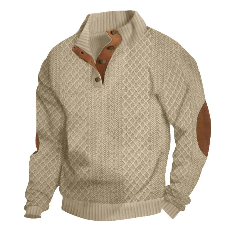 2026 cross-border hot-selling autumn and winter men's casual stand-up collar long-sleeved jacquard knitted pullover sweater