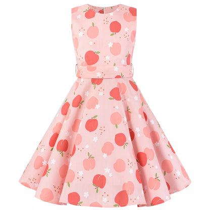 Girl's Retro Dress,Summer Princess Sleeveless Polka Dots Cotton Lightthin Romantic Floral 50s Vintage Dress Party Wedding Daliy
