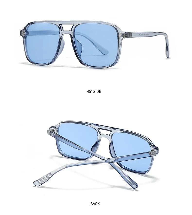 2026 Ins Retro Double Bridge Square Women Sunglasses Fashion Leopard Print Gradient Lenses Men Trend Gafas De Sol UV400