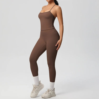 2PCS Yoga Set Nude Feeling Workout Sets Women Tracksuit Gym Push Up Fitness Running Workout Sportwear Sport Bra Leggings Suit