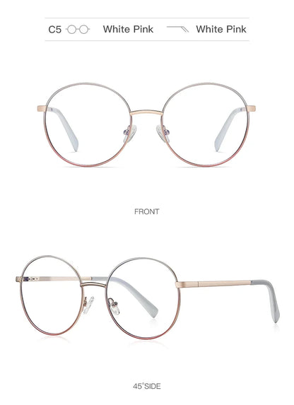 Retro Round Myopia Prescription Glasses Hyperopia for Women Reading CR39 Anti Blue Light Optical Eyeglasses Frame PFD3082