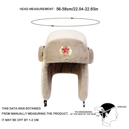 Unisex Five Pointed Star Corduroy Lei Feng Hat Winter Earflap Hat Keep Warm Ski Hat Bomber Hat for Outdoor Riding Snow Activitie