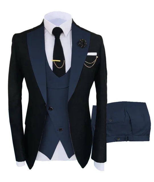 New Costume Slim Fit Men Suit Slim Fit Business Suits Groom Black Tuxedos For Formal Wedding Suit Jacket Pant Vest 3 Pieces