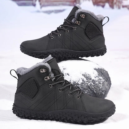 Winter Warm Men Cotton Boots Outdoor Wide Toe Barefoot Snow Boots Breathable Walking Hiking Shoes Comfortable Casual Sneakers