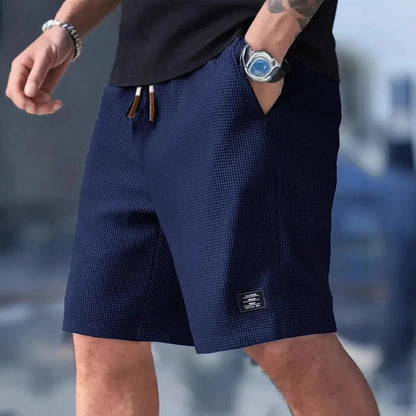 Men's Waffle Texture Shorts Summer Casual Sports Plus Size Loose Fit Knee-Length Shorts Male Oversized Streetwear Beach Pants