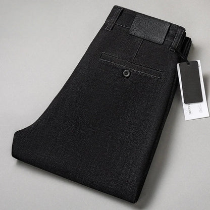 Men's Straight Leg Jeans Streetwear Blue/Black Casual Loose Fit Thick Denim Mid-Rise Trousers for Spring Sizes 40-44