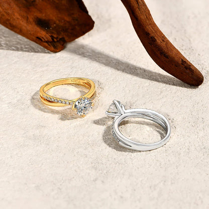 Bague de mariage classique en Moissanite ATTAGEMS, quatre griffes, en argent sterling 925, bijoux pour femme, bande de fiançailles de haute qualité