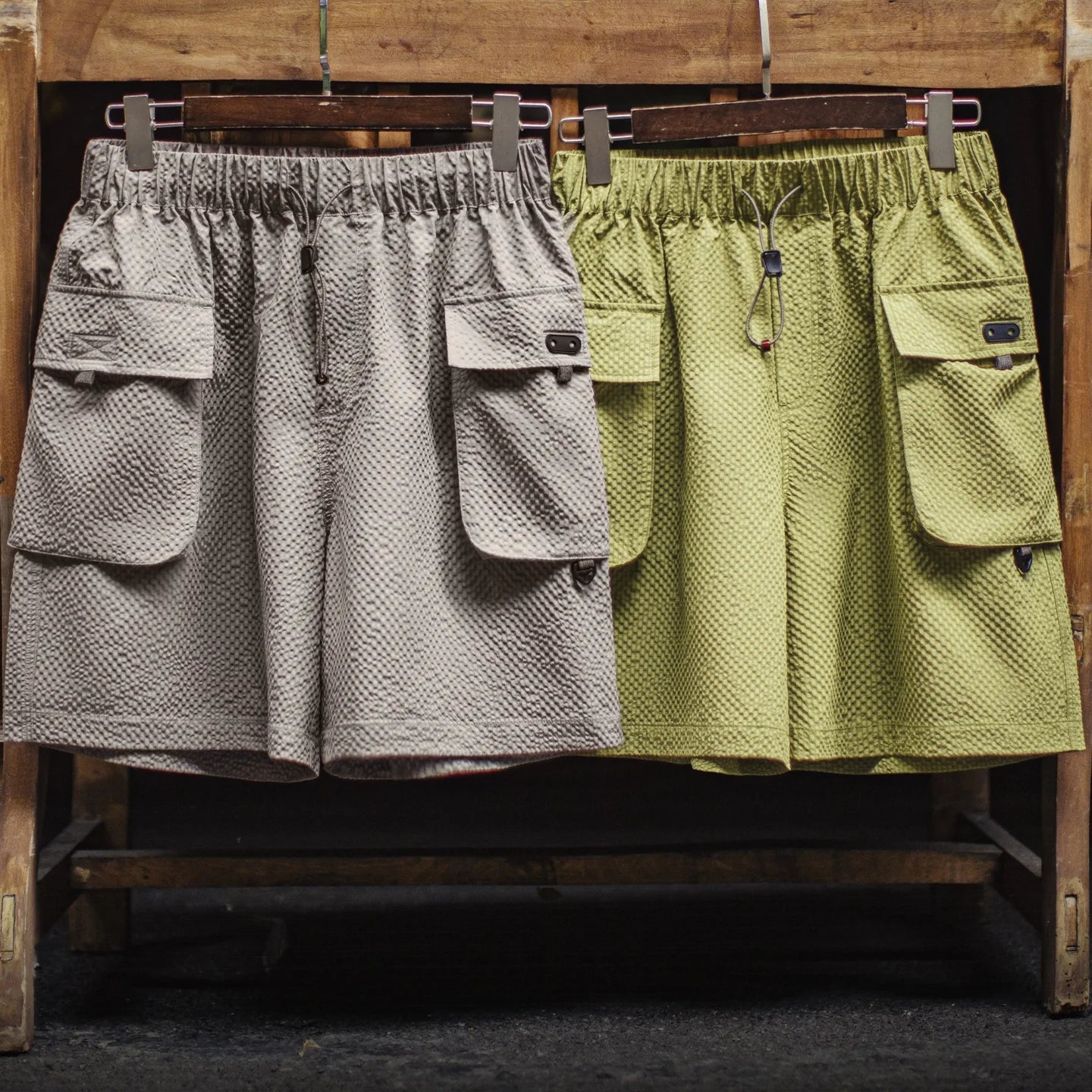 Men's Lightweight Seersucker Five Inch Shorts American Retro Mountain Style Techwear Thin Casual Summer Men Bottoms