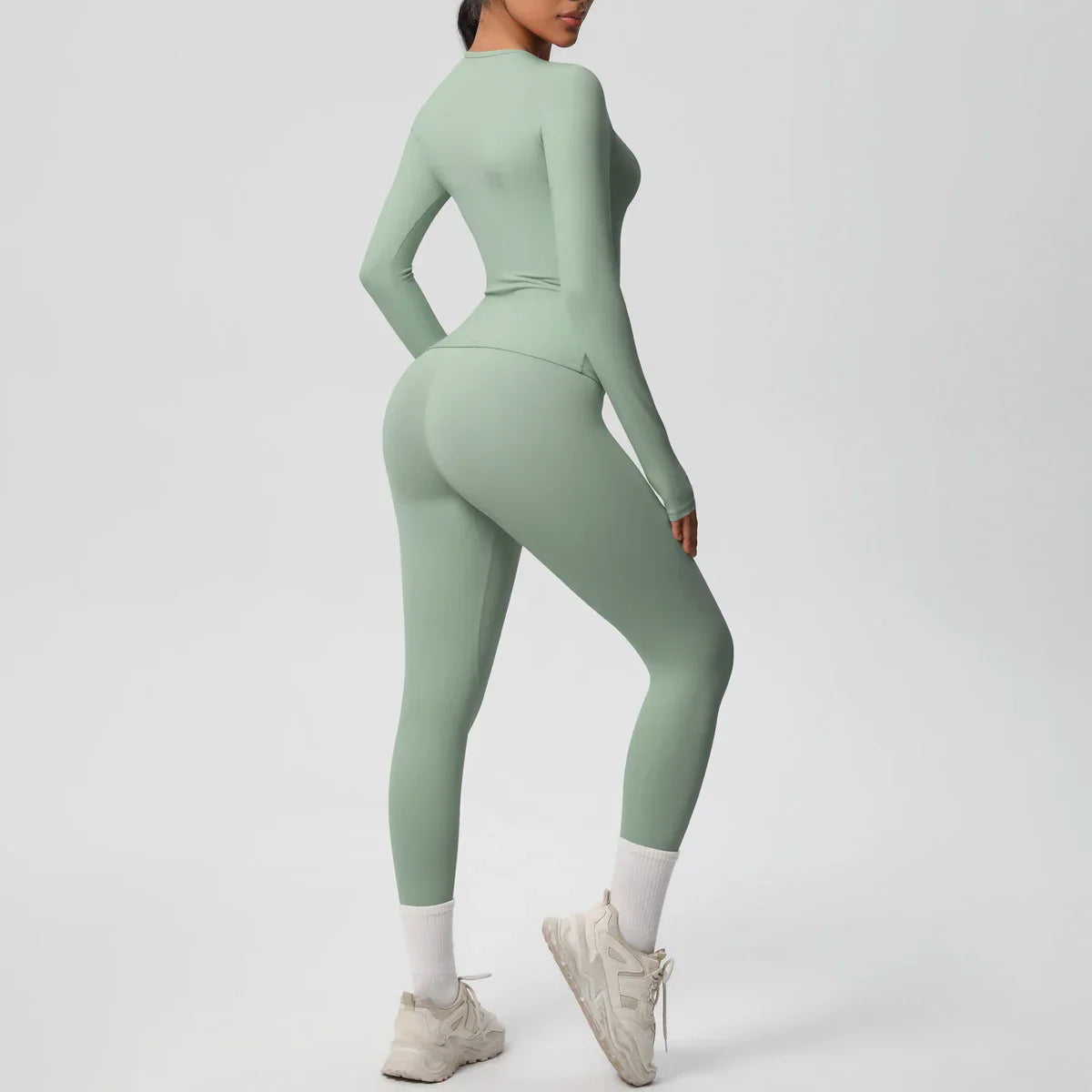 2 PCS Sportswear Yoga Set Gym Clothes Yoga Suits For Women Fitness Set Tracksuits Sports Long Sleeve Crop Top Gym Leggings