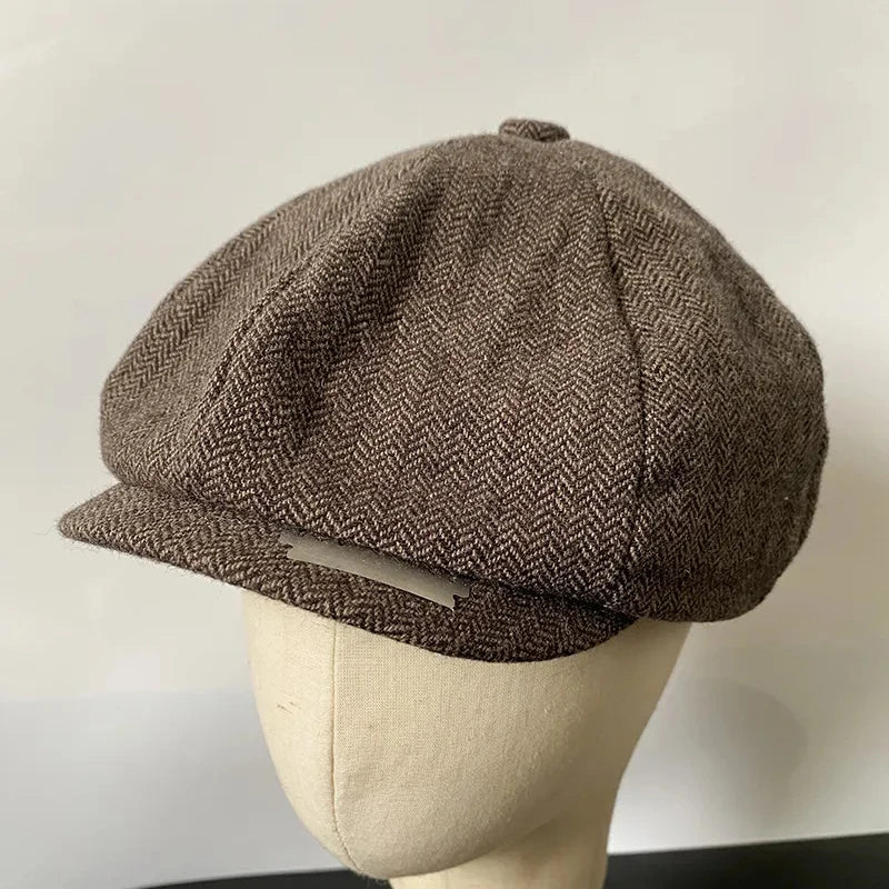 Newsboy Caps With Blade Fashion Men Wool Blend Flat Cap Peaky Hat Driving Hats Front Gatsby Cap for Male NC49